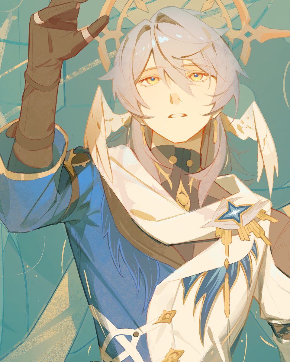 mofufu_fufu's tweet photo. Pretty boy Sunday 😚✨

I had the pleasure of drawing Sunday for the Star Rail Tarot
Please check it out! ^^ https://t.co/IIdf8fkbVj
