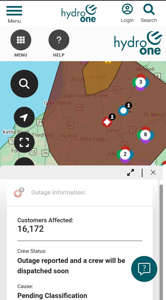 WxOntario1's tweet photo. Massive power outage stretching from #Clinton towards the #London area

#OnWX #ONStorm https://t.co/VYU4ubZyrc