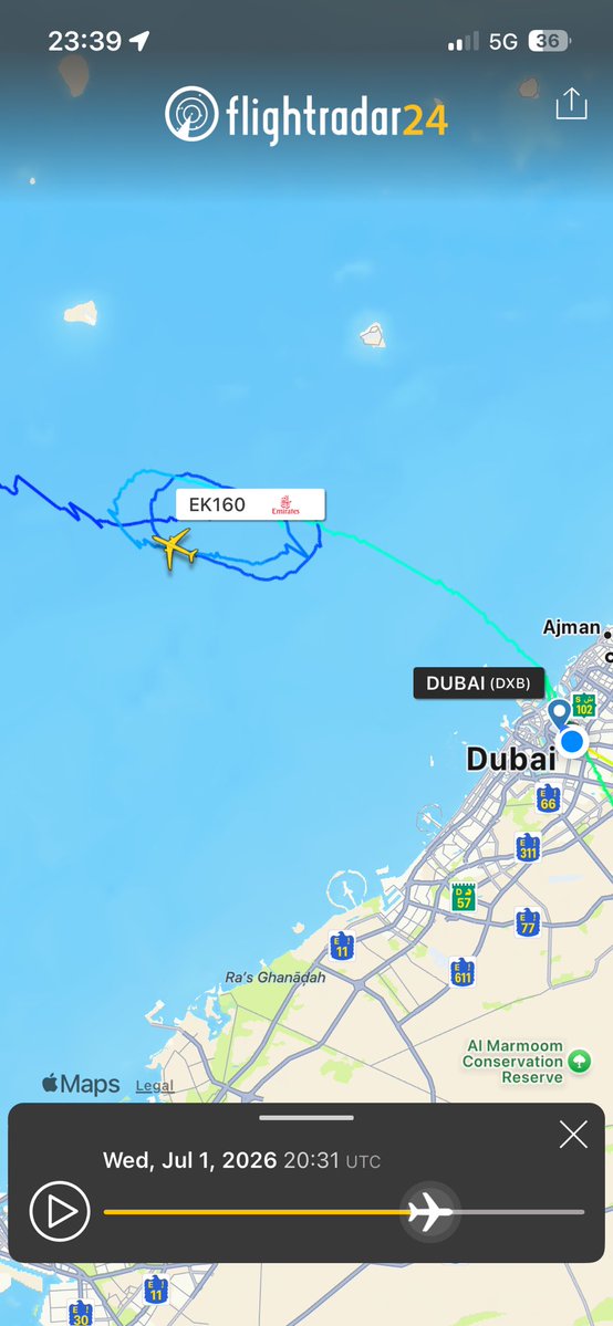 PeoplesAndy's tweet photo. “Hold at VUTEB” haven’t heard that for a good few months! Great to see @dxb so busy again tonight and no, my holds weren’t that bad 😂 @flightradar24 #GPSjamming #Dubai #UAE #EK160 #FlyBetter 🇦🇪 https://t.co/U2t9WwBRzG
