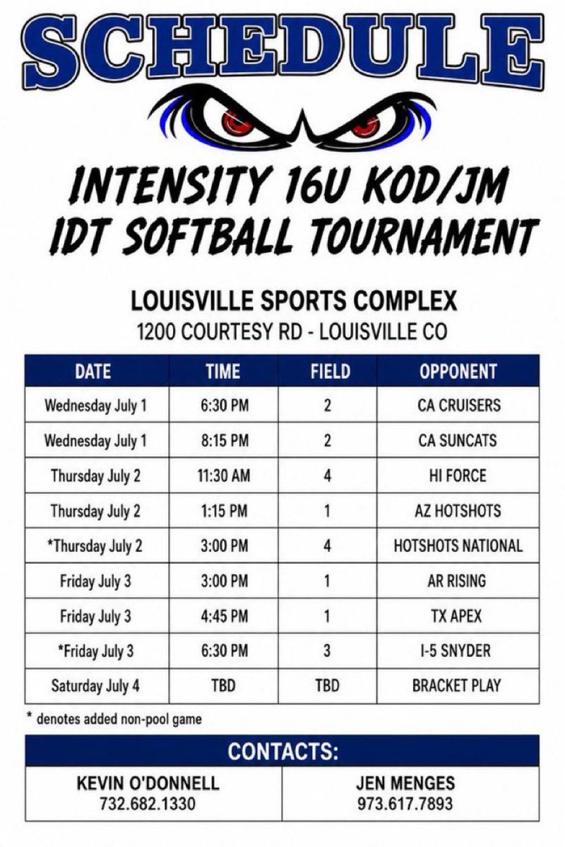 macksoftball4's tweet photo. Updated schedule, Come out and watch!!!

@intensitykod 
@njintensity2010 
@DirectRecruits 
@LineDsoftball 
@SoftballDown 
@ExtraInningSB 
@IHartFastpitch 
@CoastRecruitsSB 
@DiamondAddicts 
@PrepSoftball 
@TOP_D1RECRUITS https://t.co/ik4VhVgmsV