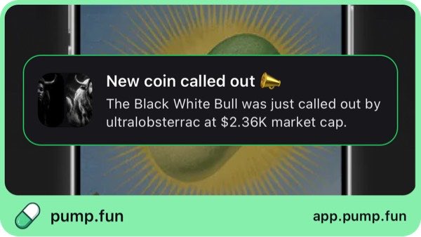 RazeJuju's tweet photo. Just called out The Black White Bull at $2.36K mcap. Follow me on https://t.co/FF8MAH6KdL app to get instant alerts: https://t.co/cWSplYiTpk https://t.co/GJjTx6IUqV
