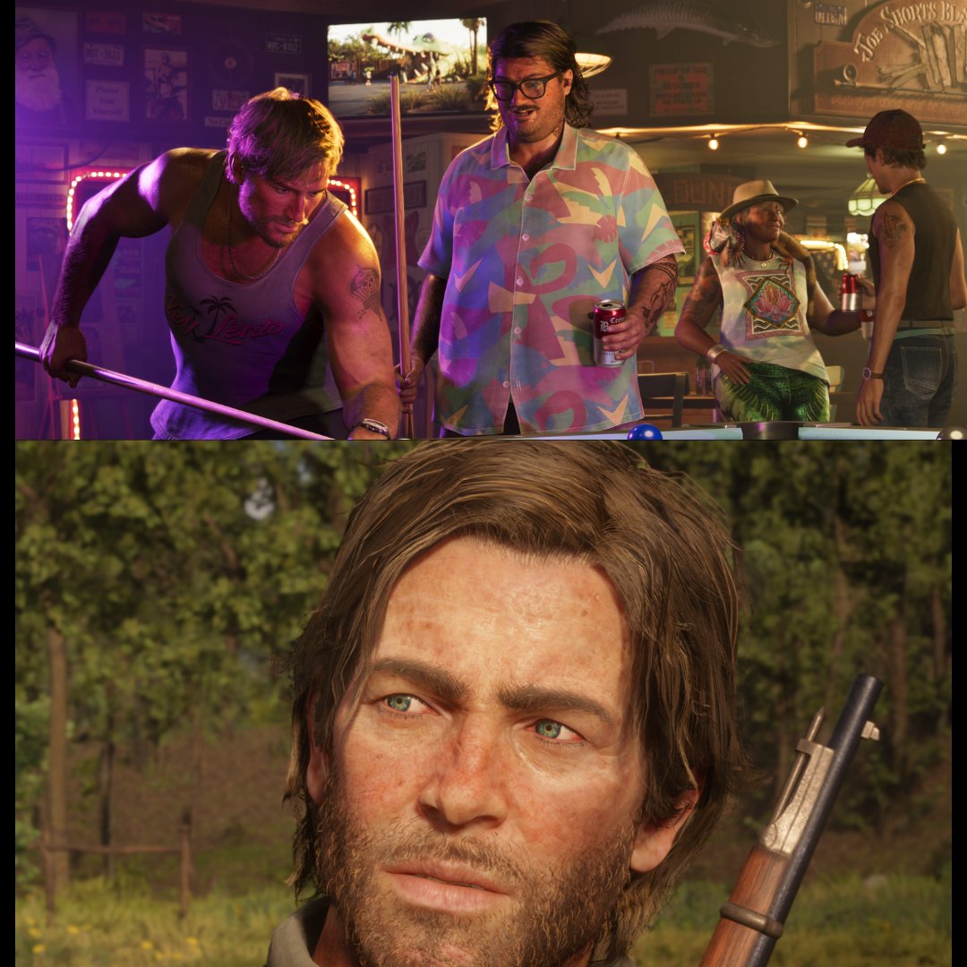 KingZezim_Kalux's tweet photo. Imagina se isso acontecesse no GTA 6.

Você está explorando uma floresta isolada com o Jason, quando encontra um homem aparentemente perdido no tempo.

Ao conversar com ele, ele olha para Jason e diz:

"Espere... você me lembra um homem que mudou o meu destino há muitos anos. O nome dele era Arthur... Arthur Morgan."

Seria uma referência perfeita ao suposto "viajante do tempo" do Red Dead Redemption 2.

Gostariam de ver esse tipo de easter egg no GTA 6?