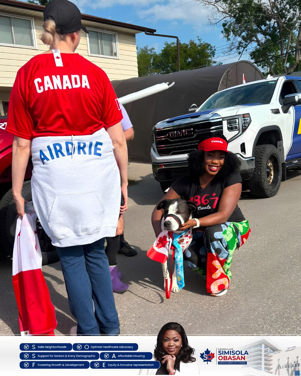 councillorsimi's tweet photo. 159 years strong! Happy Canada Day, Airdrie! 🇨🇦❤️

Wonderful day celebrating with our community at the Canada Day Parade and Airdrie CultureFest!

Special Canada Day greeting also from our Chestermere neighbours, courtesy of my husband, who is on duty policing in Chestermere! 🍁 https://t.co/lZMt0KbCGp