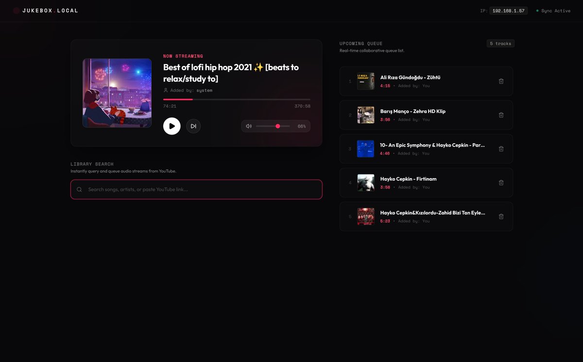blackbunny's tweet photo. Oturum çakışmalarına ve bozulan kişisel algoritmalara son veren, doğrudan YouTube aramalı ve tamamen açık kaynaklı Jukebox.Local'i yazdım!

https://t.co/dhCf9RRMzk https://t.co/WZFdrOQrBY