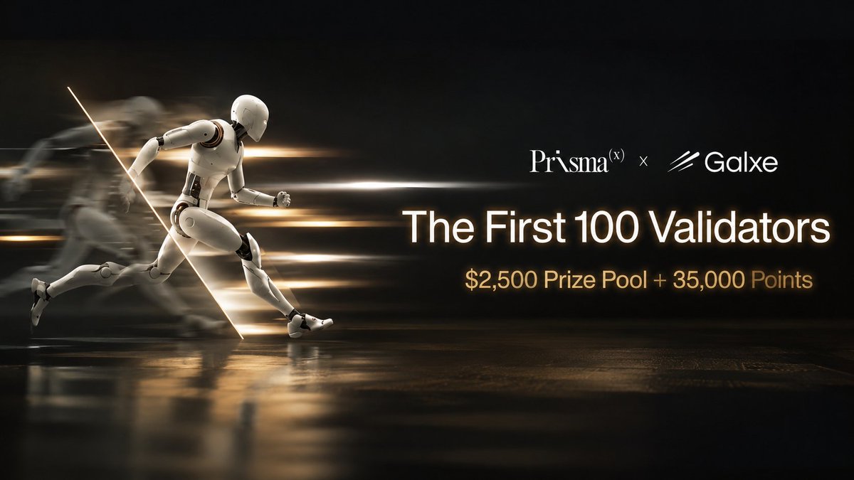 perwez_912327's tweet photo. Gprisma guys!
$2,500 prize pool + up to 35,000 Prisma Points are up for grabs!
The First 100 Validators campaign, powered by @Galxe, is now live and runs until July 31, 11:59 PM ET.
Secure your spot and join the race. 👇
https://t.co/z4Zw8DAgkG
@PrismaXai #Prismaxai #Galaxe https://t.co/6vhFN6vOaA