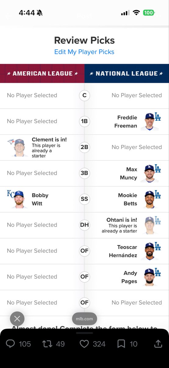 yocaddie's tweet photo. @Dodgers I voted. ⚾️ https://t.co/r5h4QWDsaX