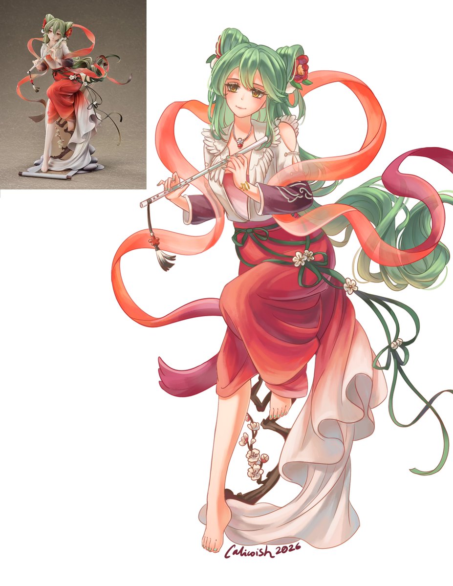 calicoish_art's tweet photo. i found this beautful miku figure &amp; had to draw her ❤️❤️❤️
#HatsuneMiku #miku #fanart https://t.co/HDBcbqyguB