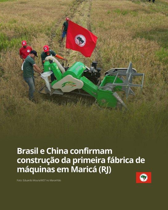 AFONSOCLAUDIOG1's tweet photo. BRASIL 👀 Reforma Agrária popular - SIM!
👀 C/Máquinas Chinesas - SIM!

👀 Alimentando o Brasil com dignidade e soberania!

👂Aumentar a produção de alimentos como: arroz, feijão e trigo em várias regiões do país é importante. https://t.co/X5DbdY8Fgo