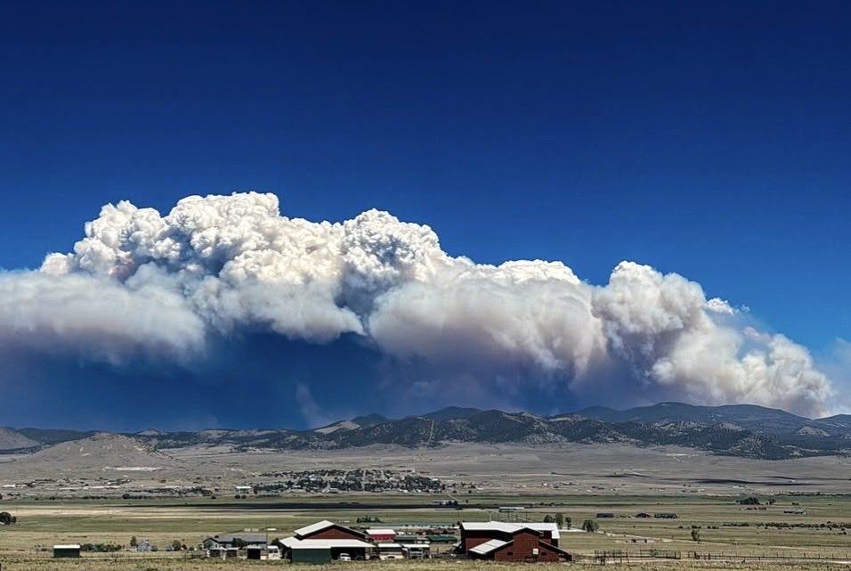 HotshotWake's tweet photo. The Aspen Acres Fire is going nuclear today. The Colorado fire has prompted more evacuations, and structure protection is ongoing. There are reports of more structures lost, and direct aviation action near homes. Extreme fire behavior currently. 

The town of Beulah, Rye, San Isabel, and Colorado City are under evacuation. The town of Wetmore just got pre evacuation notices. A 2 mile evacuation from San Isabel From Lazy Acres to Bishops Castle on Hwy 165 is also in effect. Thanks to the subscribers who shared these views of Fire activity this afternoon.