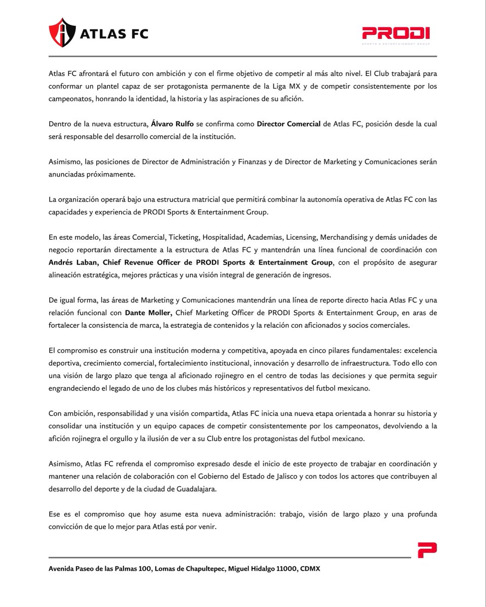 grupoprodimx's tweet photo. Comunicado Oficial. 

#PorLaFiel #AtlasProdi #NuevaÉpoca https://t.co/FVpmGjld4y