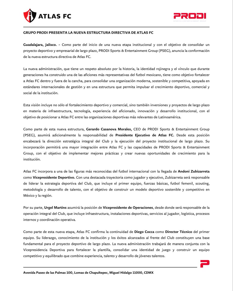 grupoprodimx's tweet photo. Comunicado Oficial. 

#PorLaFiel #AtlasProdi #NuevaÉpoca https://t.co/FVpmGjld4y
