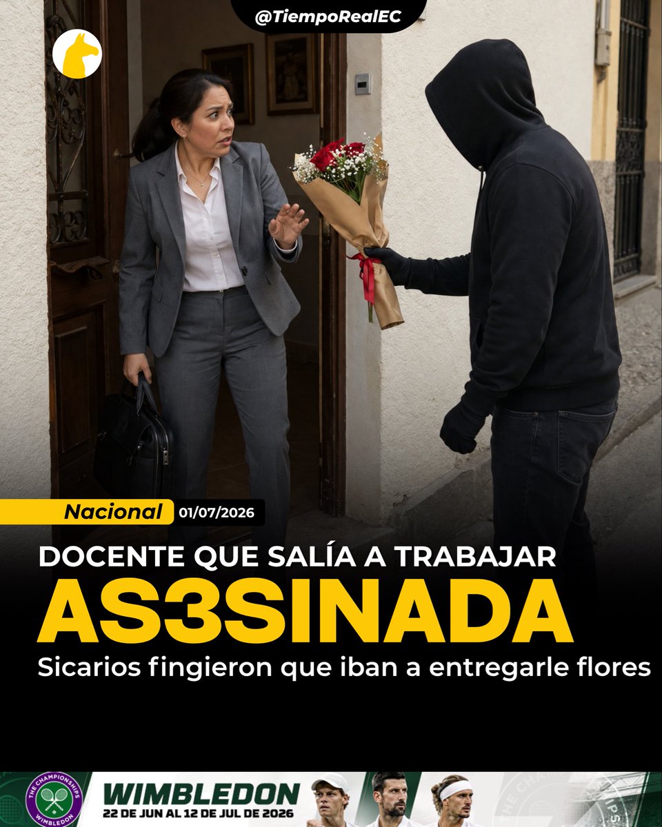 TiempoRealEC's tweet photo. 🚨 As3sinan a docente de educación física cuando salía a trabajar en el norte de Quito

📍 Una docente de educación física, de aproximadamente 38 años, fue asesinada la mañana de este 1 de julio en el sector de La Roldós, al norte de Quito, en un nuevo hecho de violencia que conmociona a la capital, pese al estado de excepción que rige en la ciudad. El crimen ocurrió en la calle OE8, en el sitio conocido como Las Canchas del Medio.

💐 De acuerdo con testigos, la profesora salía de su vivienda para dirigirse a su jornada laboral cuando fue interceptada por varios hombres armados. Los sospechosos habrían fingido entregarle un ramo de flores y, segundos después, le dispararon en repetidas ocasiones. Sus familiares la trasladaron de urgencia a una casa de salud, pero los médicos confirmaron que llegó sin signos vitales.

🚔 Tras el ataque, unidades de la @PoliciaEcuador acudieron al lugar para levantar indicios e iniciar las investigaciones que permitan identificar a los responsables y determinar el móvil del crimen.

🏫 El asesinato ocurrió a pocos días de que concluya oficialmente el año lectivo 2025-2026 en el régimen Sierra-Amazonía. Aunque los estudiantes ya finalizaron clases, los docentes continúan asistiendo a las instituciones educativas para cumplir actividades como exámenes supletorios, recuperaciones y juntas de curso antes del inicio de sus vacaciones.

#Quito #LaRoldós #Inseguridad #Docente #Violencia #Ecuador