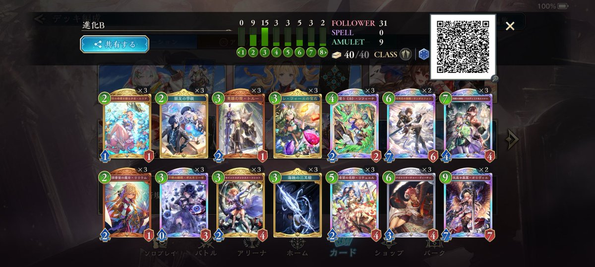 Mizo_sv's tweet photo. グラマス 大半を進化ビショップでダイヤ率100%でゴール
リプレイに残ってる進化Bの戦績は21-7で道中10連勝ありの75% この負けの7の内6回がドラなのが課題点
直近使ったリストだけどサンダル3入れたいが抜きたいカードなくてよくわからん。ドラ以外には負けないからもっとドラに寄せても？？ https://t.co/pO6u29eL81