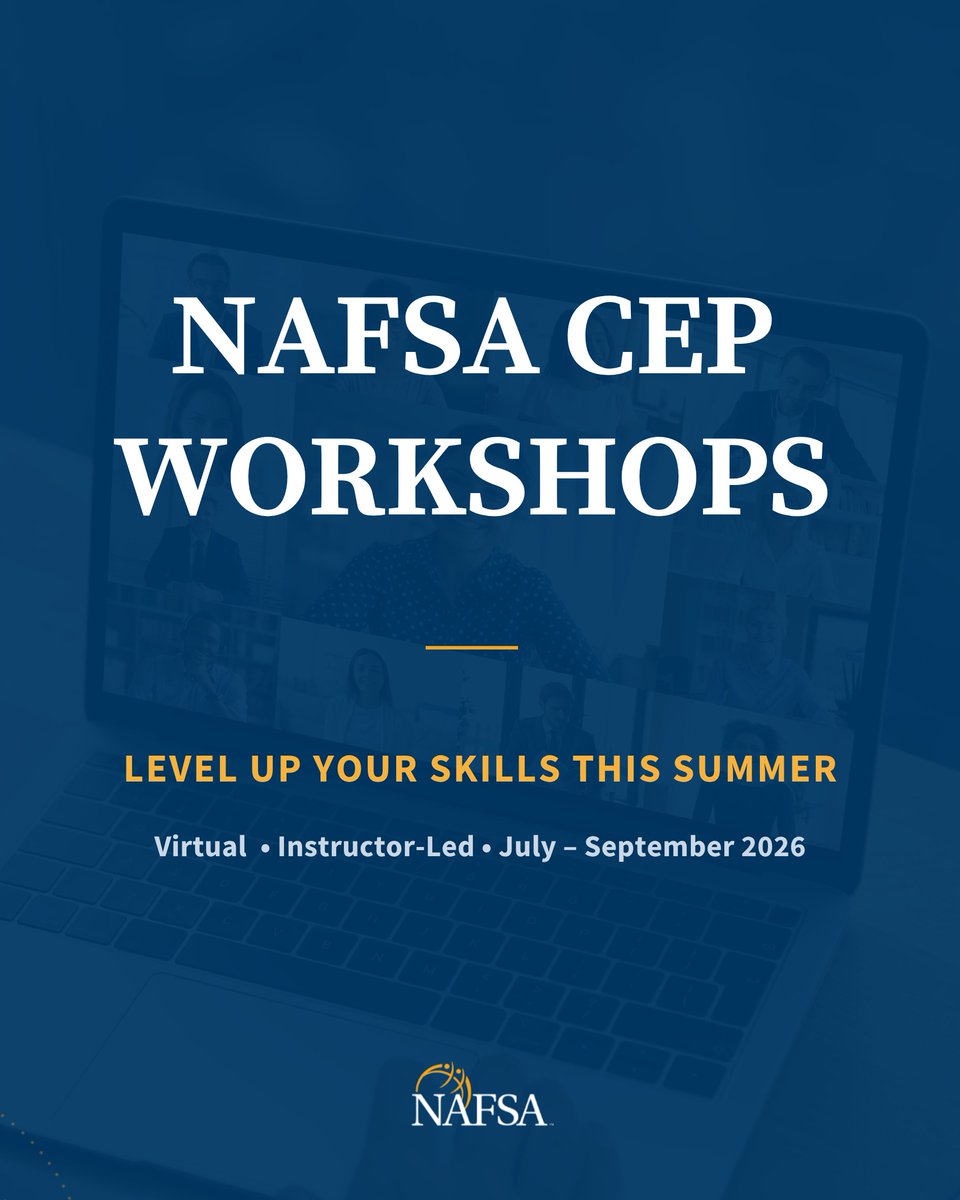 NAFSA's tweet photo. NAFSA is offering a comprehensive schedule of virtual workshops designed to meet the needs of international education professionals in the U.S. and abroad. 

Led by members of the NAFSA Trainer Corps, these interactive workshops feature limited enrollment. https://t.co/HoSEt7VeCq https://t.co/bG0Dwv4hxc