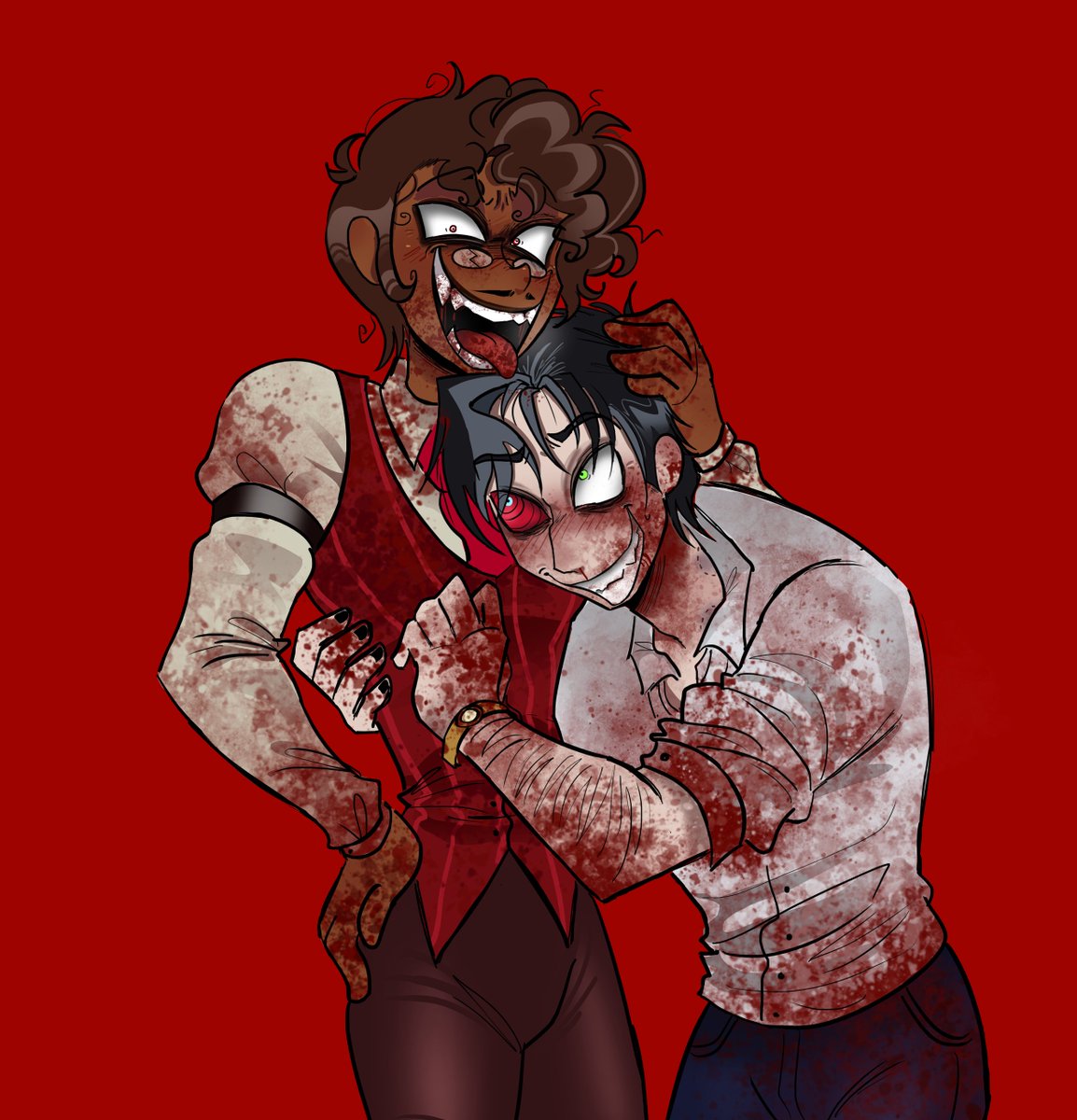 cowiv333's tweet photo. Estuve leyendo muchos fanfics #murdermedia y tuve que dibujarlos jeje
#radiostatic #HazbinHotel #alastorhuman #vincentwhitman https://t.co/NYLq2eo9hX