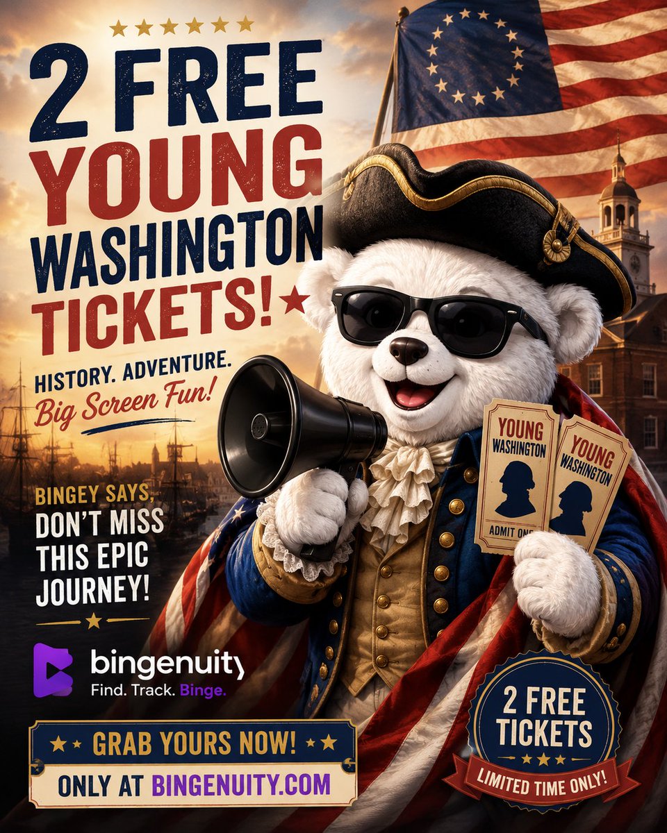 Bingenuity739's tweet photo. This just in! 2 FREE tickets for Young Washington to 4th of July Show Times.
Go to https://t.co/ZoX5128Jmt… and use Code: YWJULY4 while supplies last.
#4thofjuly #youngwashingtion #freedom #bingey #bingenuity #bingeychallenge https://t.co/9svTDXYpBJ
