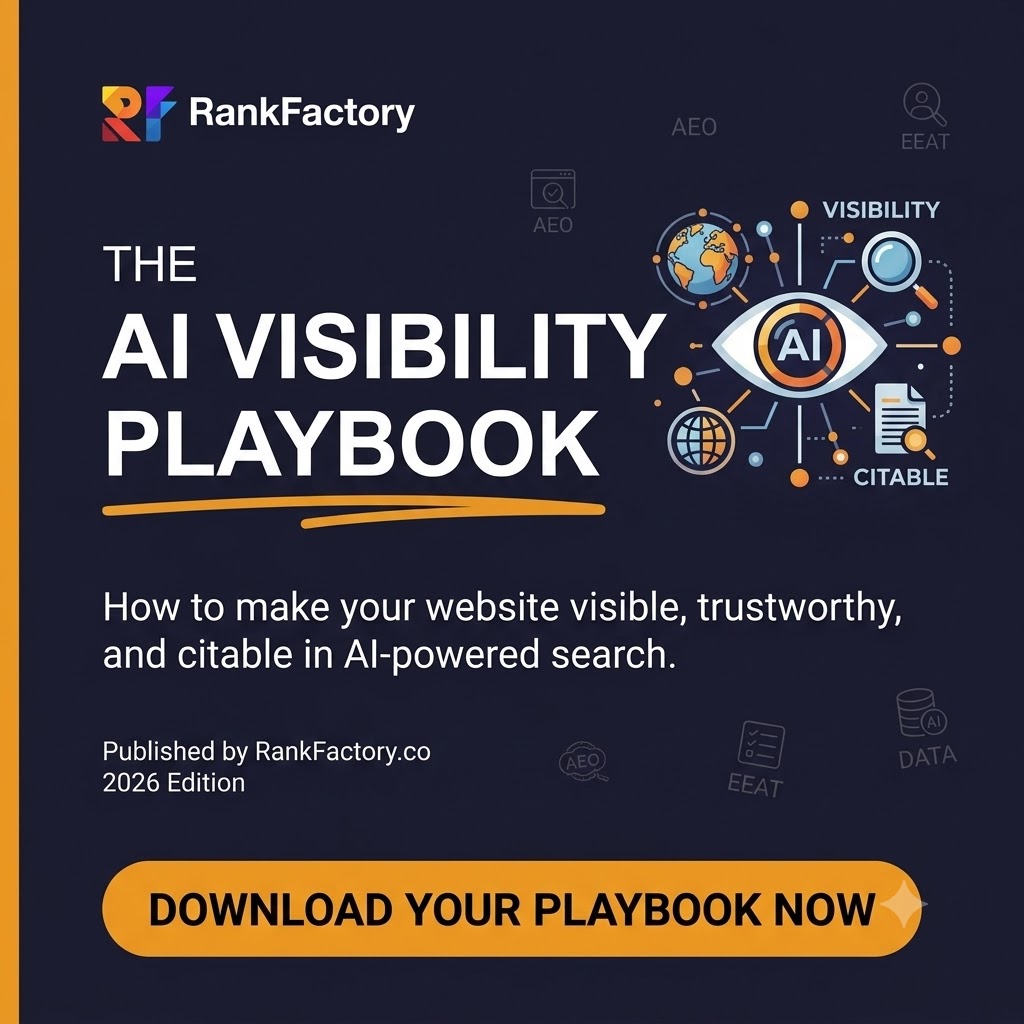 rank_factory's tweet photo. Search is changing forever. ChatGPT, Perplexity, and Google AI Overviews now sit between your website and your customers. If AI isn't citing your brand, you're losing traffic.

Adapt now with the Rank Factory AI Visibility Playbook—100% FREE. 👇
https://t.co/XxPCB5EtWg https://t.co/hdwttlIs3o