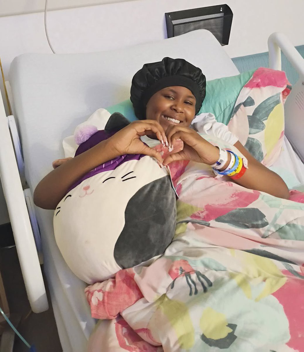 skiistiredasf's tweet photo. A brave 13-year-old Black teen named Jacola Youngblood is fighting a rare form of leukemia, and doctors say her intense treatment will last two full years.
Lying in that hospital bed with her stuffed animal close, she’s showing incredible strength at such a young age while facing something so heavy. It breaks the heart to think of any child enduring this long road, but her smile reminds us of the resilience kids can carry even in the hardest moments.
Sending love, strength, and prayers to Jacola, her family, and every young warrior battling cancer. You are seen.