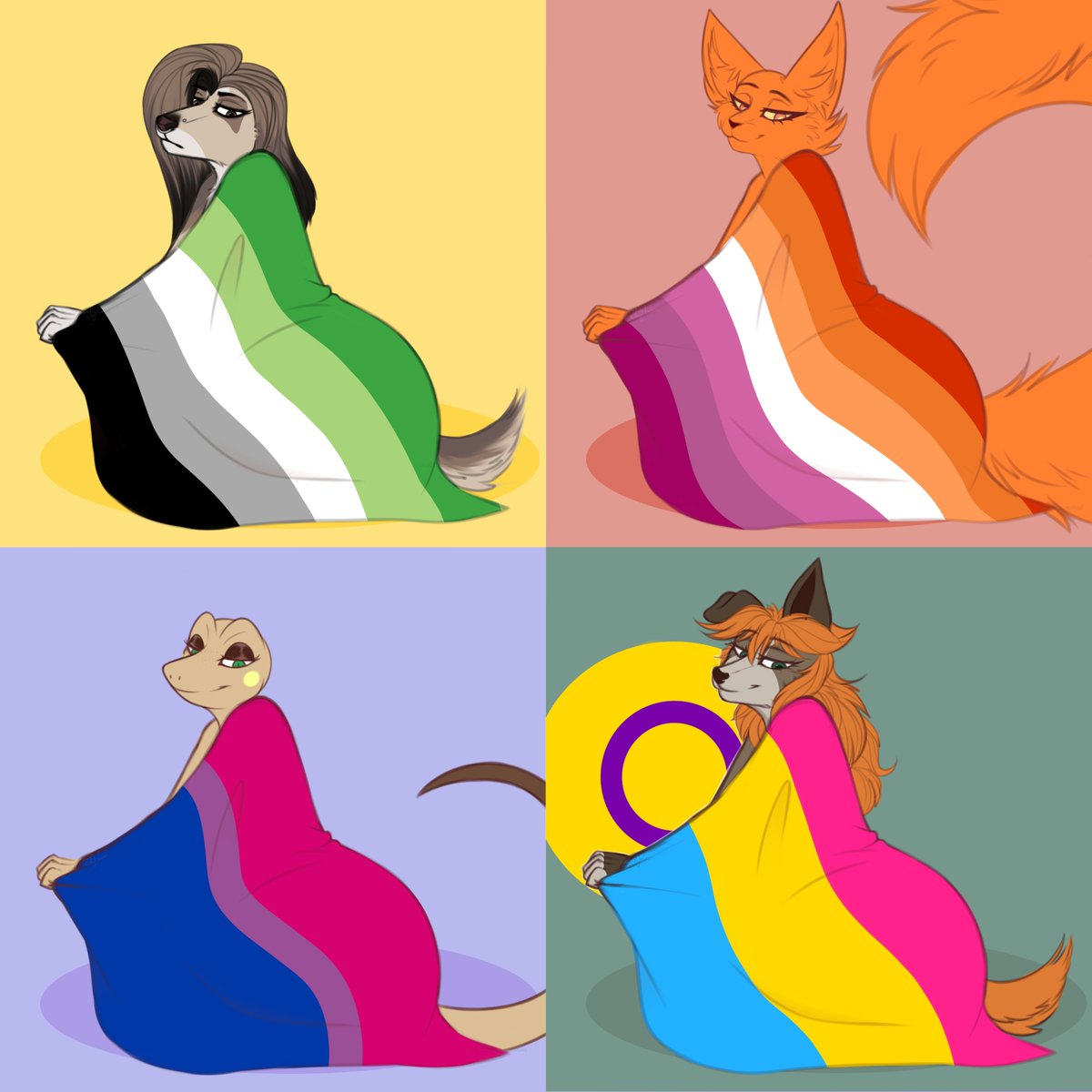 waan_jay's tweet photo. Here's all pride YCH thingies ^^
#furry #pride #art https://t.co/Sv9KKbBJ1d