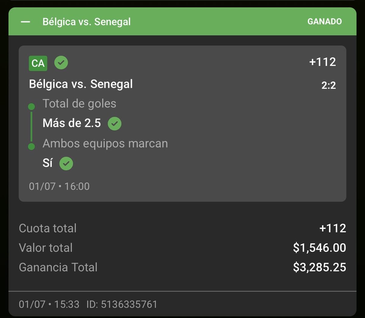 EsotericLifes's tweet photo. Whop group 

Over 2.5 goals senegal 🇸🇳 vs 🇧🇪 belgium ✅

Both team score ✅

#gematria #numerology https://t.co/7hIiNHqO0b