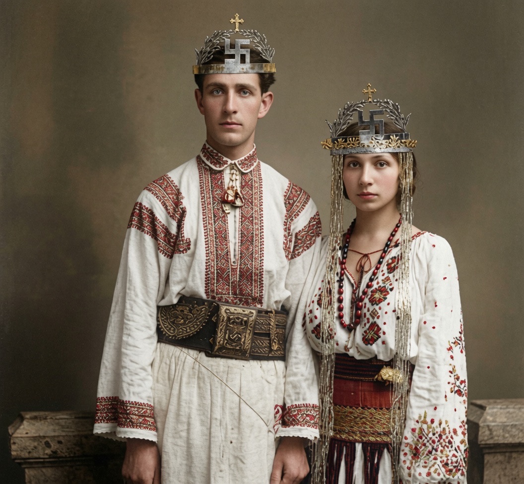 AngloRestore's tweet photo. Corneliu Zelea Codreanu and Elena Ilinoiu’s wedding photo, June 1925 https://t.co/n6g5qVdlZo