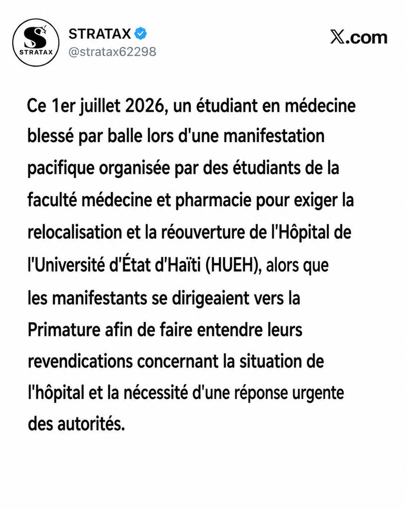 stratax62298's tweet photo. Un étudiant en médecine blessé par balle... https://t.co/DYy3kpUTxy