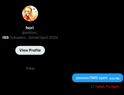 JunePostCR's tweet photo. @onihori_ DMs aren't open after all https://t.co/3yF6VnAPvZ