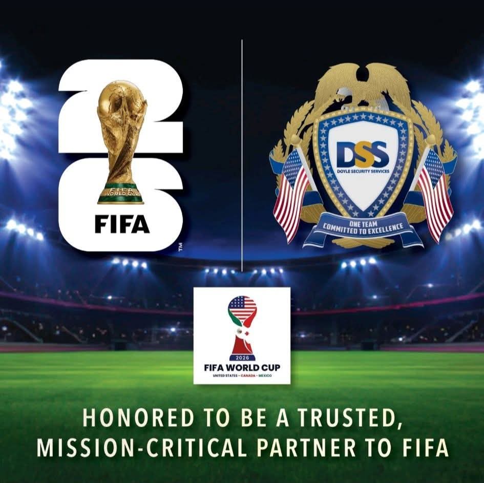 Doyle_Security_'s tweet photo. Honored to provide specialized protective services and serve as a trusted mission-critical partner to FIFA World Cup 2026™ - Canada, Mexico and the United States

At Doyle Security Services, we’re committed to delivering specialized protective solutions where they matter most. https://t.co/ceEfACHe6U