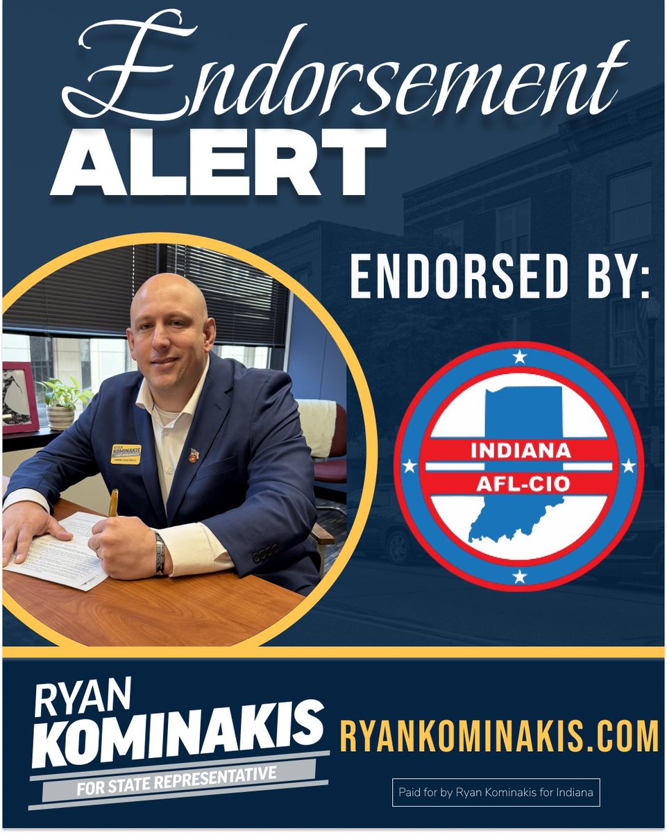 RyanKforIndiana's tweet photo. 🚨🚨🚨 - Endorsement Alert!

We are incredibly proud to announce that our campaign has officially earned the endorsement of the Indiana AFL-CIO!

SOLIDARITY FOREVER.

#StandWithLabor #SolidarityForever
#PeopleFirstApproach #Valparaiso #Kouts https://t.co/alFDF8rjfv