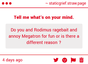 StaticCrystal's tweet photo. I don't speak for Rodimus, but I do it for fun, and a secret second reason. https://t.co/8cJ8iOaL4u