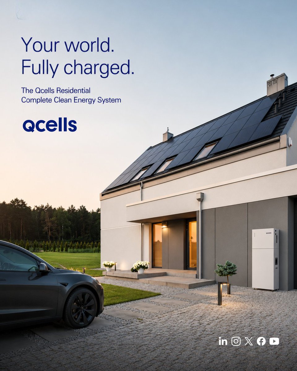 Qcells_NA's tweet photo. Power your life, beautifully.☀️

Solar panels, battery storage, and smart software designed to work perfectly together. 

One brand. ✅One seamless ecosystem. ✅Complete control over your home’s energy.

Experience Qcells today.🔗https://t.co/nnmn6QObs9 https://t.co/CgO0P6kOe1