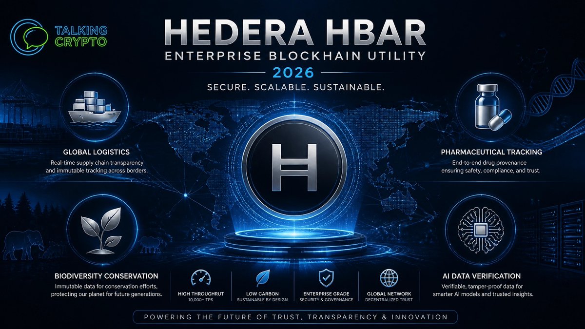 TalkingCry97534's tweet photo. HBAR: Institutional Utility 2026

- FedEx: Digital Twins
- Project Acacia: $24B Savings
- Merck: TrackTrace
- Swiss BIDI: Biodiversity Vouchers
- Archax: Cash Flow Streaming
- NVIDIA: AI Verification

Real-world utility... no hype, just data.

#HBAR #Hedera #Utility https://t.co/Um6G6S0A3U
