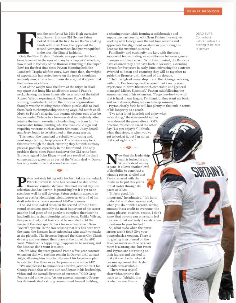 AlexEvans487's tweet photo. The Season Preview edition of @Gridiron is out now - including my feature on how the Denver Broncos are building for success in 2026 and beyond. 

Available here: https://t.co/Hpq2sswbN6 https://t.co/UfsVwEegQk