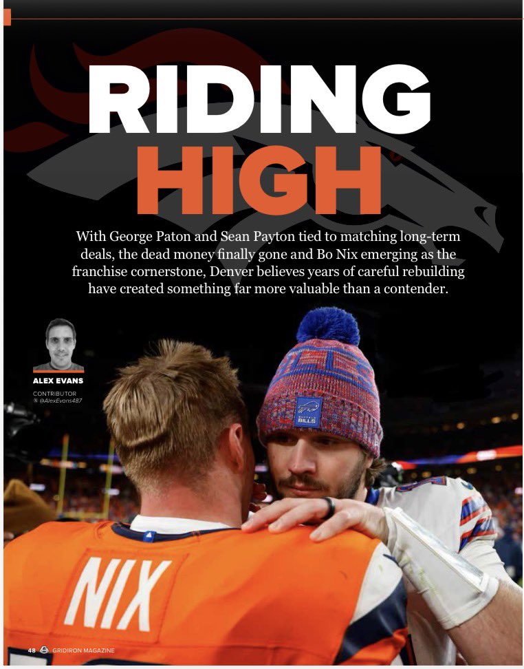 AlexEvans487's tweet photo. The Season Preview edition of @Gridiron is out now - including my feature on how the Denver Broncos are building for success in 2026 and beyond. 

Available here: https://t.co/Hpq2sswbN6 https://t.co/UfsVwEegQk