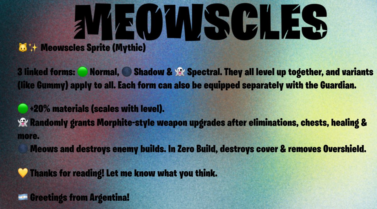 FerrierPedro's tweet photo. This is my idea!!! Epic, add This plsss
I don’t use IA
🐱✨ Meowscles Sprite (Mythic) #DesingASprite (In the photos have info) https://t.co/C0B1TJglz7