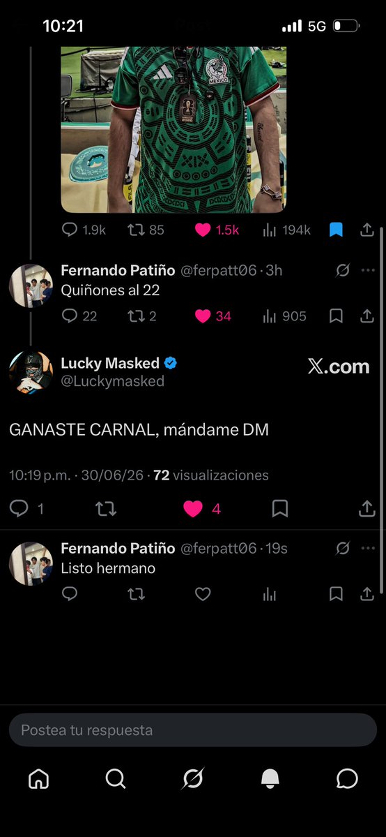 ferpatt06's tweet photo. @Luckymasked Yo estoy esperando por la del minuto y del jugador hermano, ya te escribí https://t.co/czb0xy66By