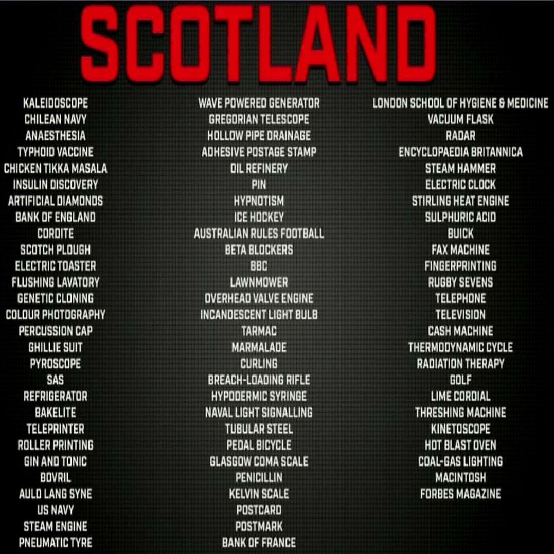 sunflower8927's tweet photo. @andrewc44104127 Scotland enters the chat. We invented just about everything. 🏴󠁧󠁢󠁳󠁣󠁴󠁿 https://t.co/yH7diD5EpP