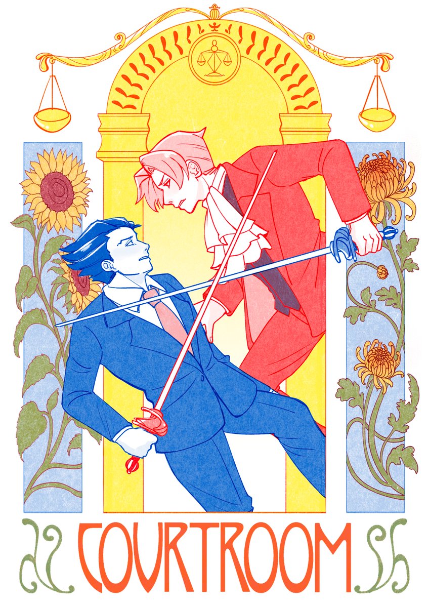 cerise_noire8's tweet photo. Day 2: Courtroom
3 colors riso: blue, red, yellow
#nmweek26 #narumitsuweek #narumitsu https://t.co/xZrmRBMWtD