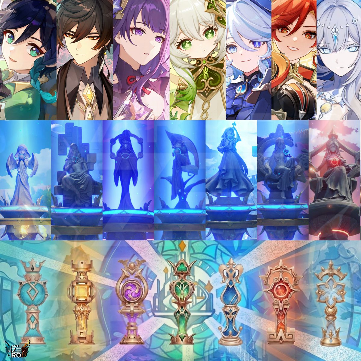 arth_Z3R0's tweet photo. Los 7 Arcontes, Las 7 estatuas y 7 Gnosis!!

#GenshinImpact #原神 #Genshin #Teyvat https://t.co/JHA96FYbbt