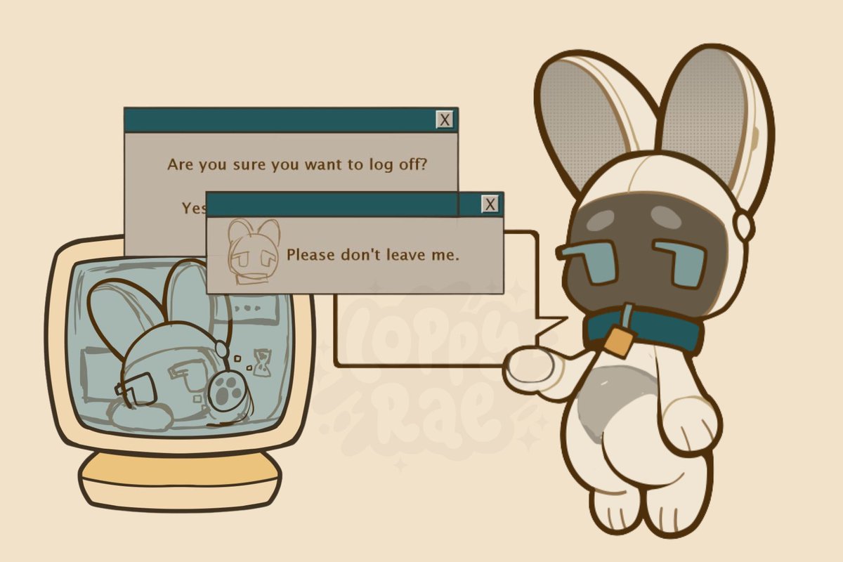 LoppyRae's tweet photo. -designs a cute bunny oc based on the forgotten desktop pets of the early 00s-
“what if I project my intense fear of being abandoned if I don’t prove myself as useful to everyone around me-“ https://t.co/ImPG9mLMiP