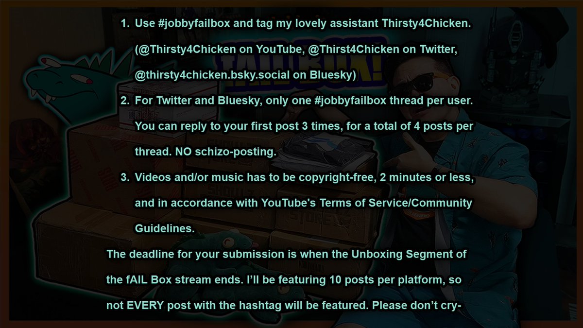 JobbytheHong's tweet photo. To be featured on Friday’s fAIL Box stream, use #jobbyfailbox on the JobbytheHong YouTube Community Tab, here, Bluesky or join the OFFICIAL (unofficial) Discord server and post there. Wherever you post, mind the rules! https://t.co/9cMKcQlCbz