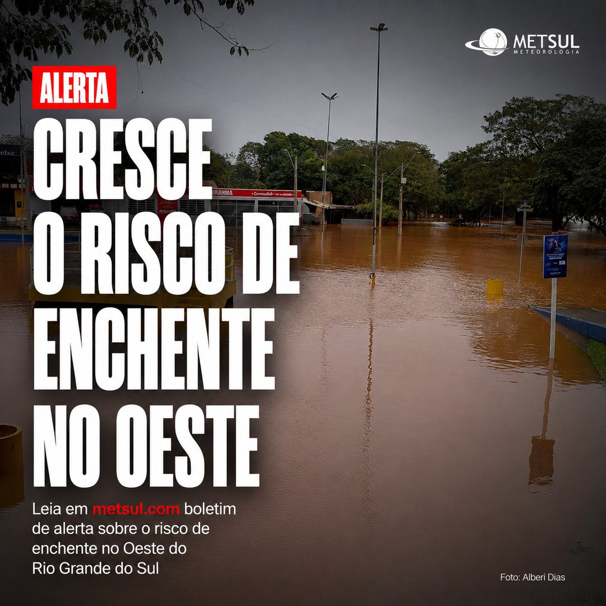 metsul's tweet photo. 🔴 ALERTA | Cresce o risco de enchente no Oeste do Rio Grande do Sul. ▶️ https://t.co/muZPervhDU https://t.co/y04vI2j3f9