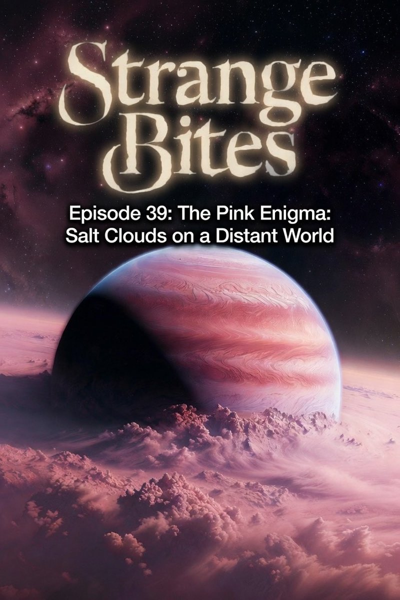 strangebitespod's tweet photo. In Episode 39 we’re stepping into the story of how light from a pink world traveled across the galaxy, got tangled in salt crystals, and forced us to rewrite what we thought we knew about planets, clouds, and the weird chemistry hiding in the dark. https://t.co/C56oSLqCb6