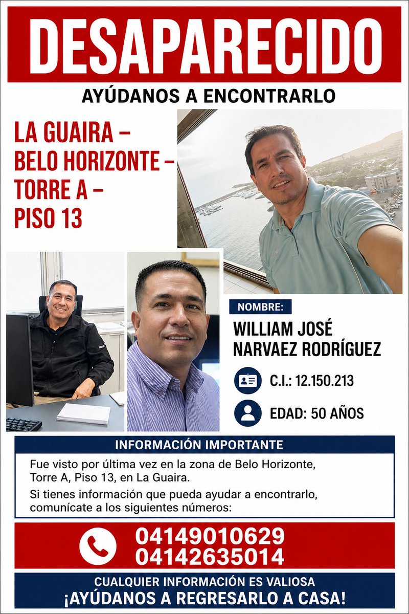 PauliCabQue's tweet photo. @yelibethM30 Hola Quisiera poder contactarme contigo, estoy intentando localizar a mi suegro WILLIAM JOSÉ NARVAEZ RODRIGUEZ  quien apareció en VenezuelaTebusca, Como ingresado al hospital el 29/6 y todos los listados son de antes. Crees poder preguntar? Darme el contacto de tu amiga PORFAVOR! https://t.co/1uL8oFAEKm