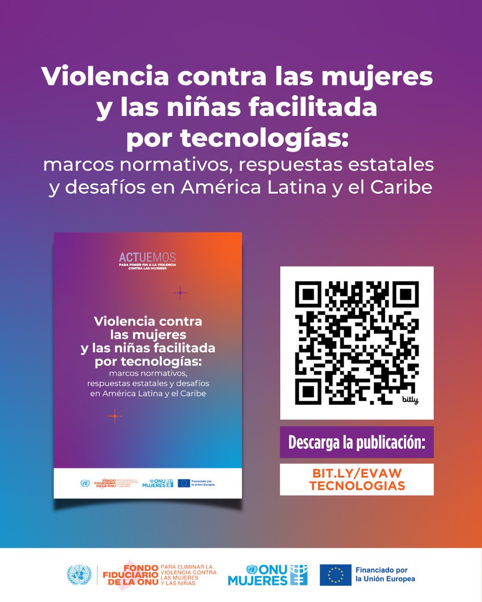 ONUMujeres's tweet photo. 📲⚠️La violencia digital contra las mujeres y las niñas no es un fenómeno nuevo ni separado: integra el continuum de la violencia de género. Un hilo sobre la nueva publicación de #ACTUEMOS (ONU Mujeres y la #UniónEuropea) para América Latina y el Caribe.
🔗https://t.co/on8eIFCcj8 https://t.co/iell8678Vp