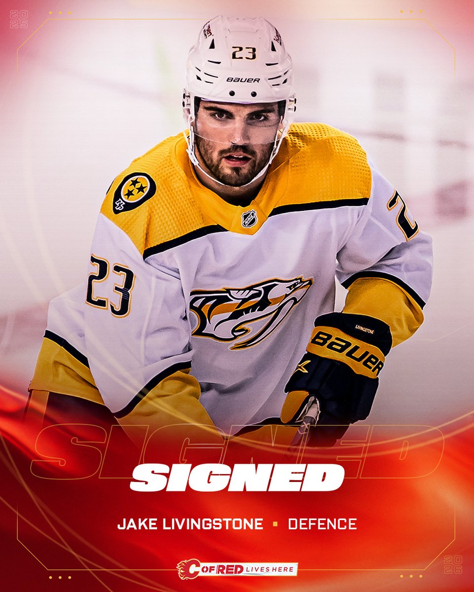 NHLFlames's tweet photo. The Canadian kid is heading back north!

We have inked defenceman Jake Livingstone to a one-year, two-way contract with an AAV of $850,000!

More info: https://t.co/DQoUZj1X7b https://t.co/NkiPI4jQTO