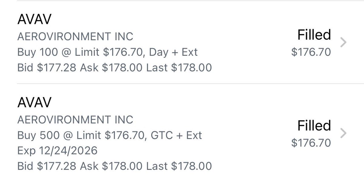 Wild_Bill32's tweet photo. Bought 600 shares of $AVAV after hours due to the $500m c-UAS IDIQ award announced moments ago. AV position now 1200 shares. I knew Wahid was conservative on his guidance due to lawsuits from SCAR but damn. https://t.co/KZvW53OBby