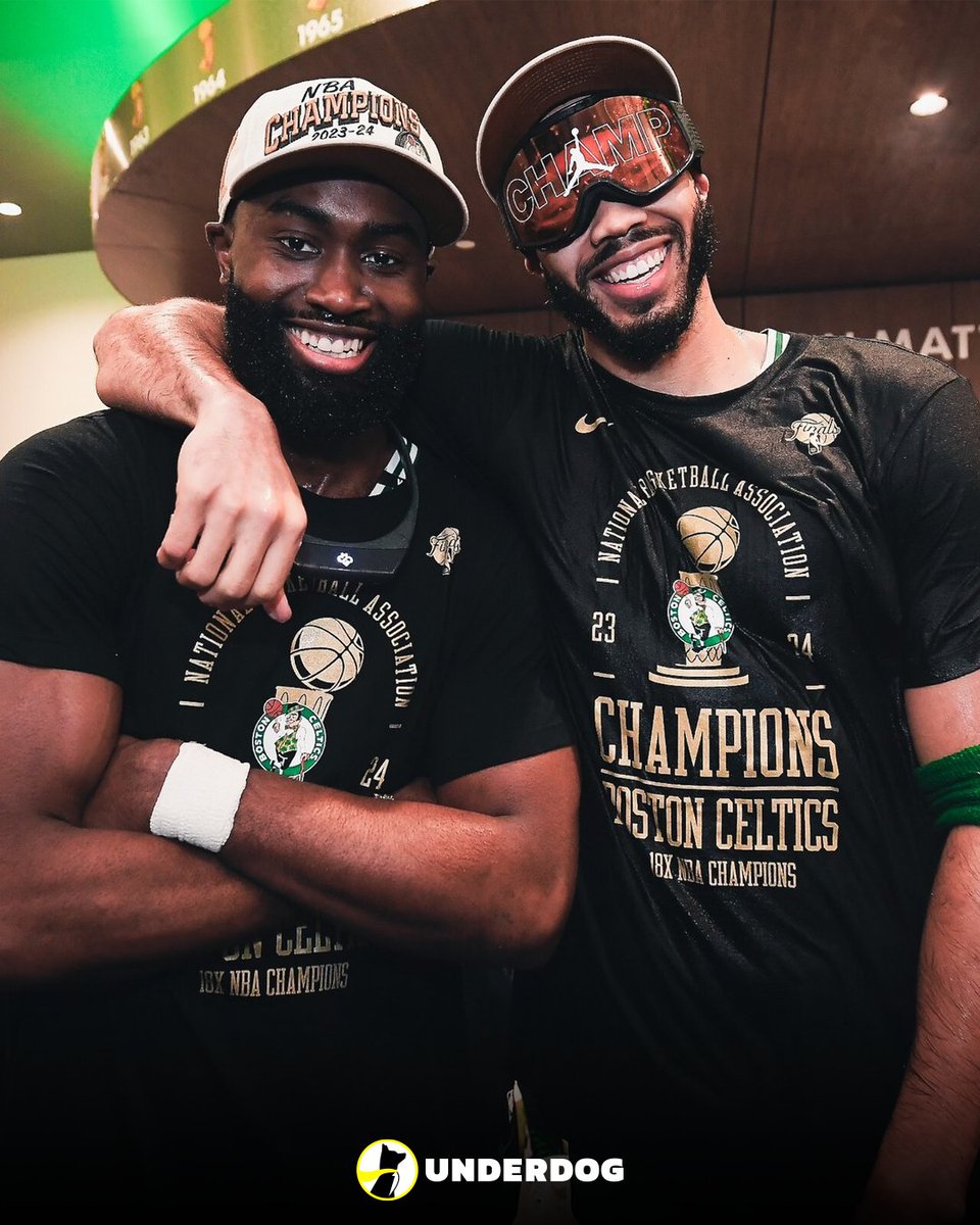 UnderdogNBA's tweet photo. Jaylen Brown and Jayson Tatum in Boston:

9 seasons
620 total games
332-167 in regular season (.665 win pct.)
73-48 in playoffs (.603 win pct.)

1 NBA championship
2 Eastern Conference titles
5 Eastern Conference Finals appearances
16 playoff series wins https://t.co/RThTYj1DKh