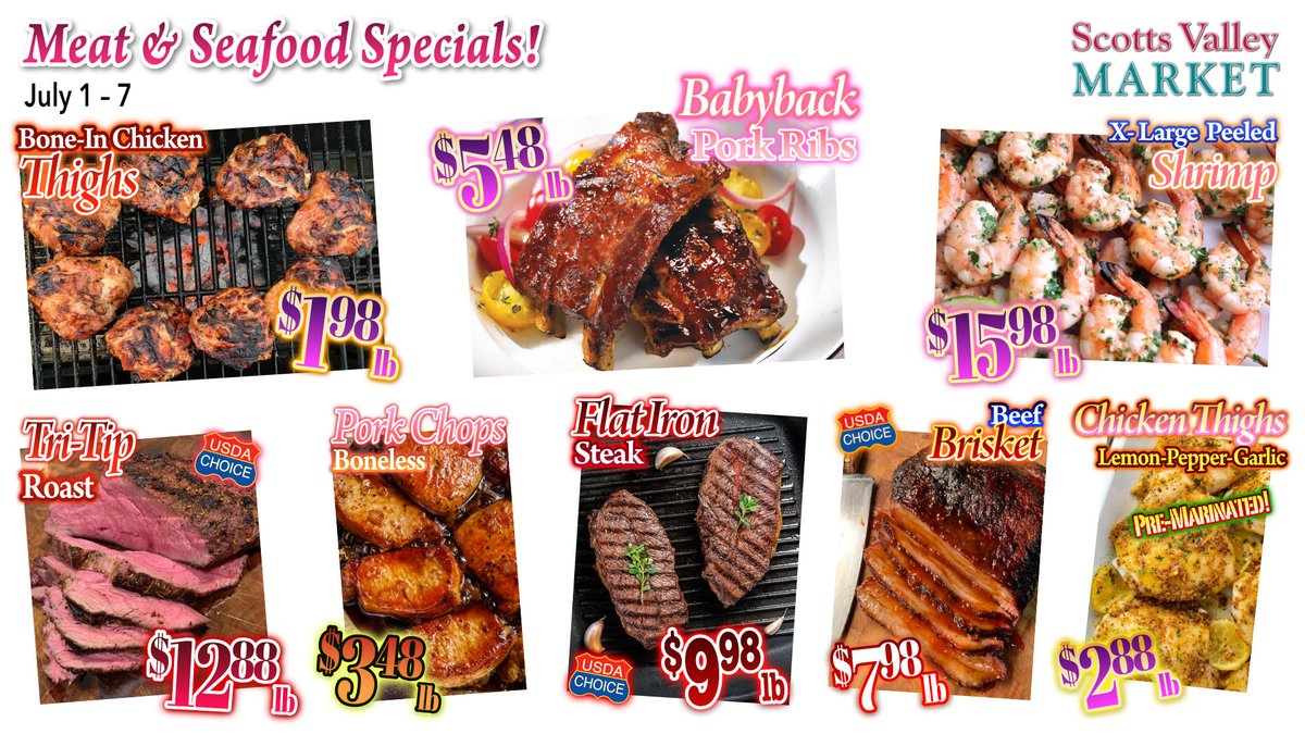 SVMkt's tweet photo. Great Deals on FRESH Meat &amp; Seafood at Scotts Valley Market! https://t.co/a69TSuTNBb