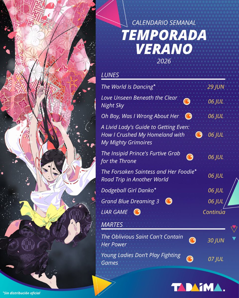 TadaimaMx's tweet photo. Miles de emociones te esperan en el mar de animes que hay en la temporada de verano. ☀️🌊🏄‍♂️🏖️

No te olvides de guardar esta publicación para saber cuándo y dónde se estrenan las series que tanto esperas. 😉 https://t.co/nM3lXuKlqc